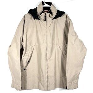 AIGLE Men's XXL Hooded Lightweight Beige Windbreaker Oversized Parka